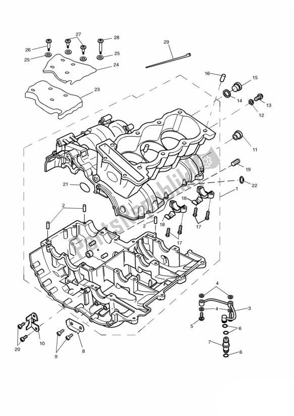 Todas las partes para Caja Del Cigüeñal de Triumph Speed Triple 885/ 955 UP TO VIN 141871 1994 - 2001