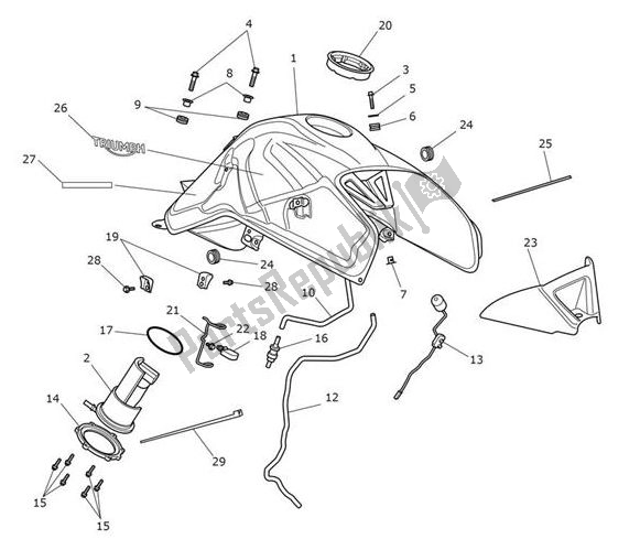 Toutes les pièces pour le Réservoir D'essence du Triumph Tiger Sport From VIN 750470 1050 2021 - 2024