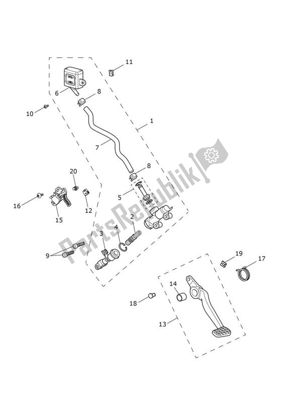 Alle onderdelen voor de Master Cylinder Assy Rear - Street Twin Up To Vin Ab9714 van de Triumph Street Twin UP TO VIN AB 9714 900 2016 - 2018