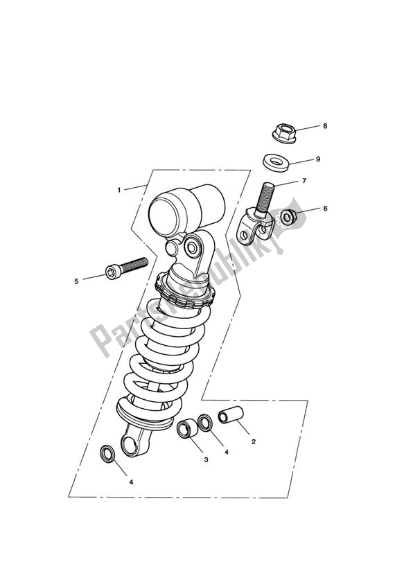 All parts for the Rear Suspension Unit of the Triumph Daytona 675 UP TO VIN 381274 2006 - 2012