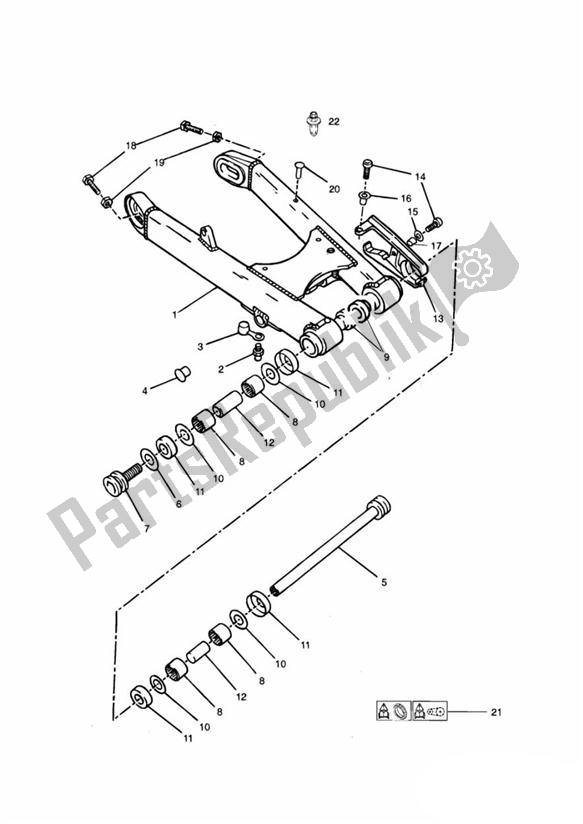 Wszystkie części do Swingarm From Vin 029156 Up To 101853 (+102063 Up To 102074) Triumph Thunderbird 900 885 1995 - 2004