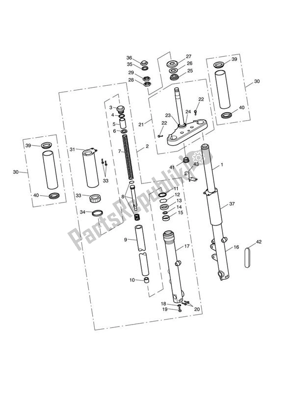 All parts for the Front Suspension of the Triumph Speedmaster EFI UP TO VIN 469049 865 2007 - 2011