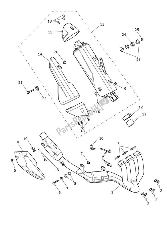 All parts for the Exhaust of the Triumph Tiger 850 Sport 888 2021 - 2024