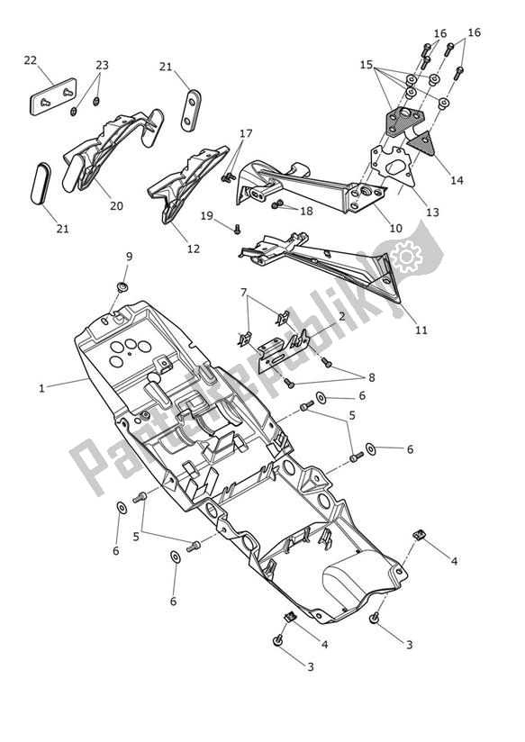 All parts for the Mudguard Rear of the Triumph Street Triple R UP TO VIN 982751 765 2017 - 2020