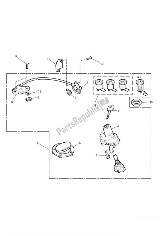 Tutte le parti per il Lockset Ignition del Triumph Trophy From VIN 29156 1215 2018 - 2021