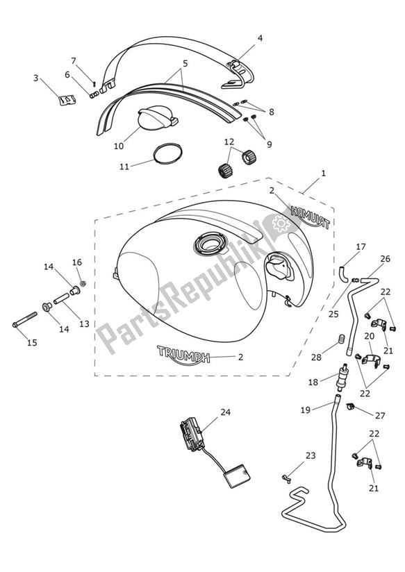 Todas as partes de Fueltank Black do Triumph Scrambler 1200 XE From AC 8499 2019 - 2021