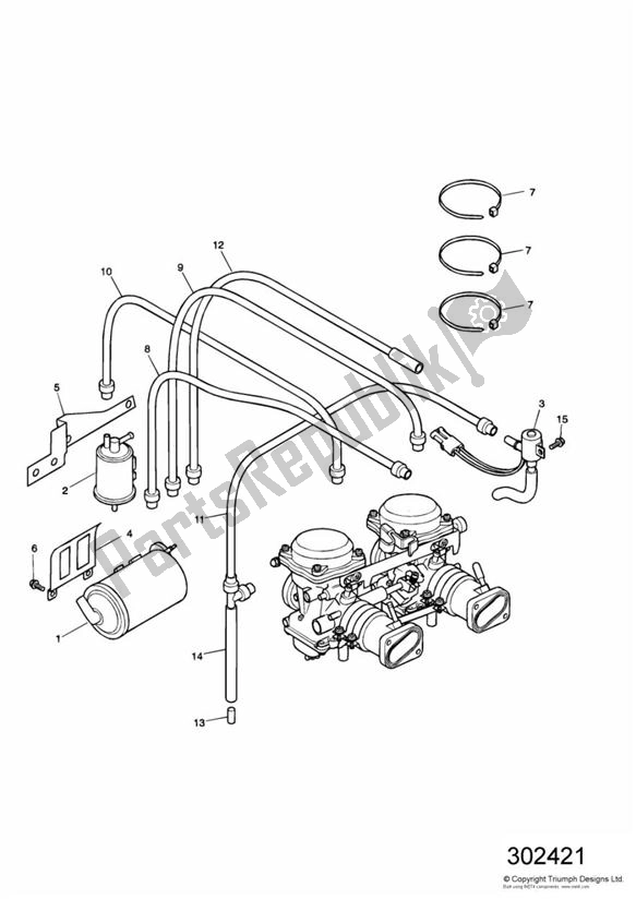 Todas as partes de Evap System California Up To Vin 210261 do Triumph Speedmaster Carburator 865 2003 - 2007