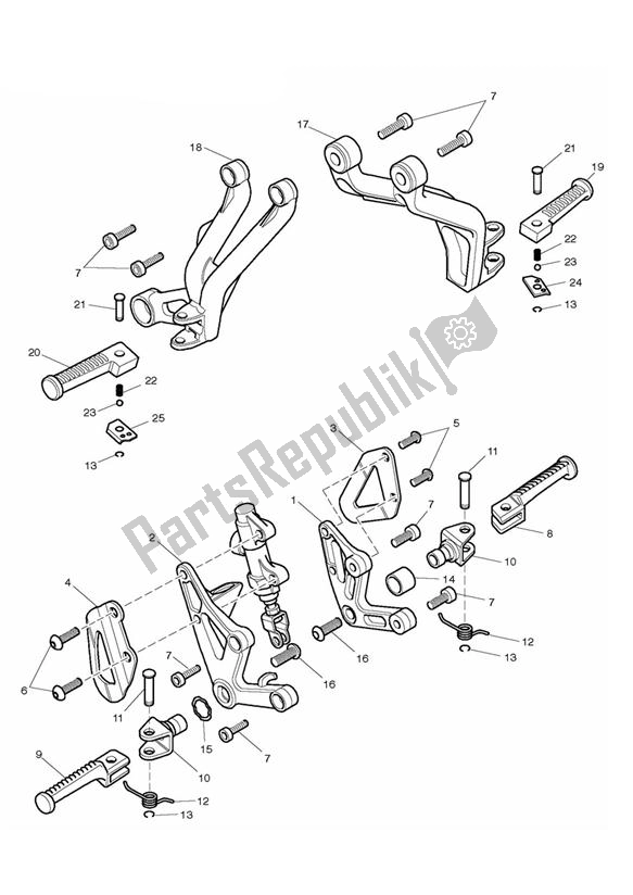 Alle onderdelen voor de Footrests Up To Vin186150 van de Triumph Daytona 955I From VIN 132513 1997 - 2006