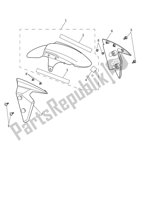 All parts for the Mudguard Front of the Triumph Street Triple R From VIN 982752 765 2021 - 2024