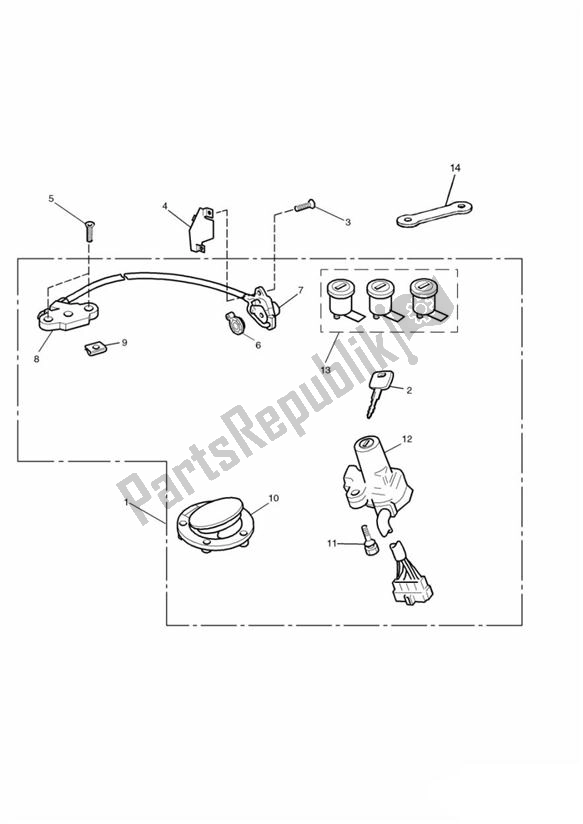 All parts for the Lock Set Executive of the Triumph Sprint 900 Carburator 885 1991 - 1998
