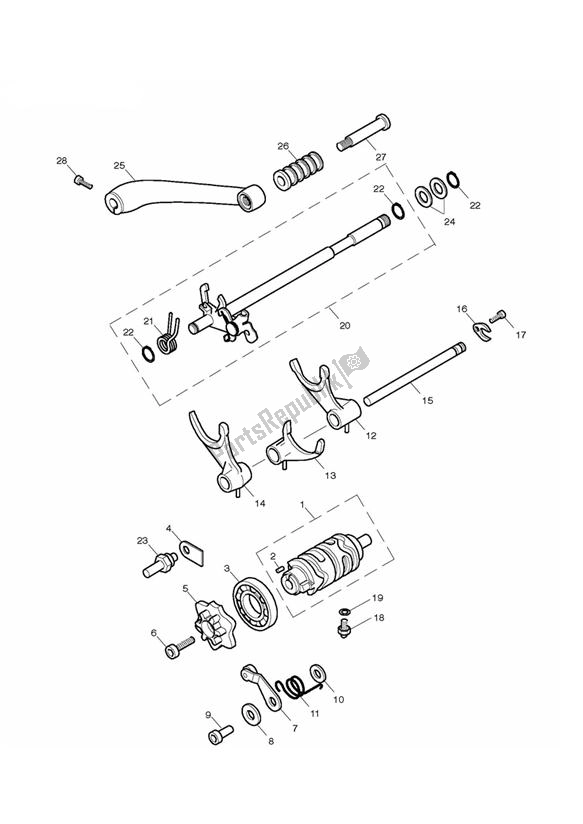 Wszystkie części do Gear Selection Shaft Gear Selector Drum Triumph Bonneville & SE From VIN 380777 865 2009 - 2015