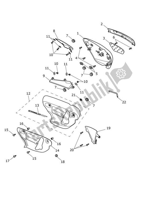 Todas las partes para Fairing Laterally de Triumph Scrambler 1200 XC From AE 9098 2021 - 2024