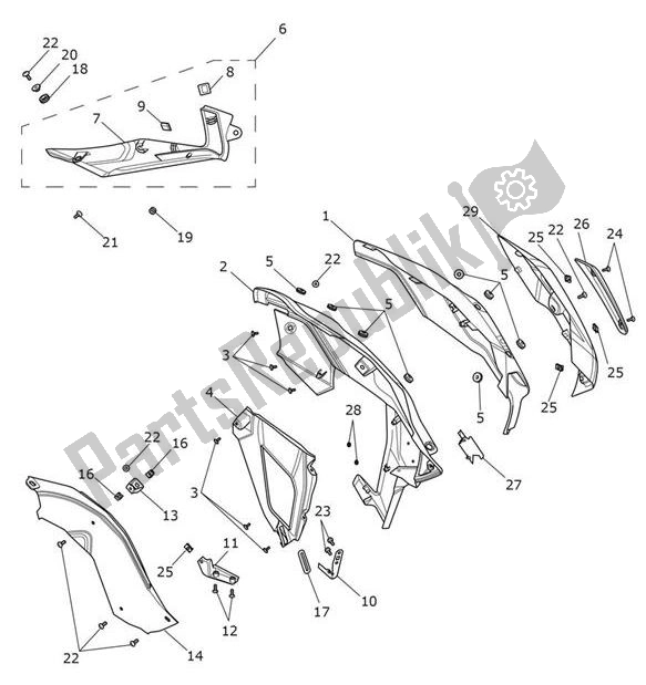 Alle onderdelen voor de Fairing Left van de Triumph Tiger 1200 XRX 1215 2018 - 2020