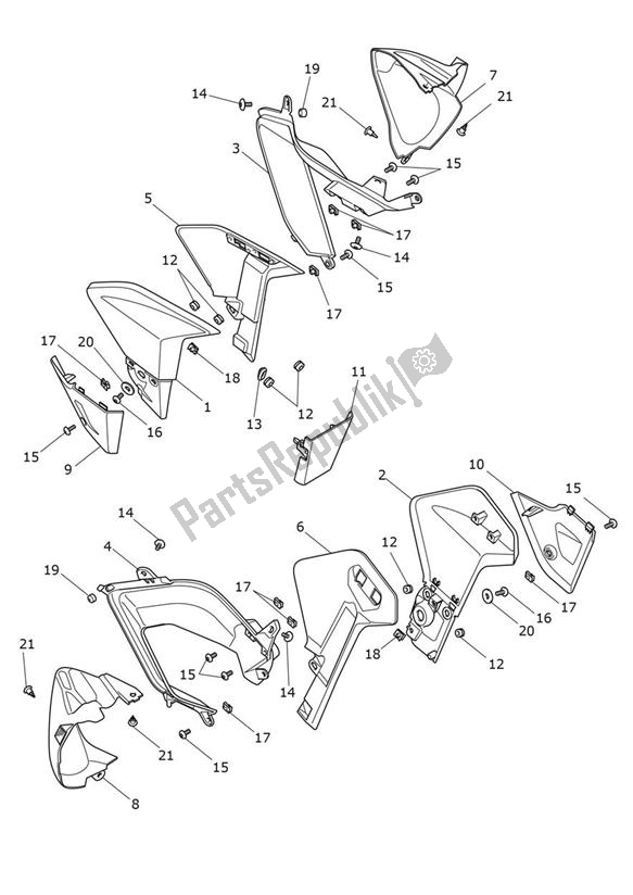 Tutte le parti per il Fairing Laterally del Triumph Tiger 850 Sport 888 2021 - 2024