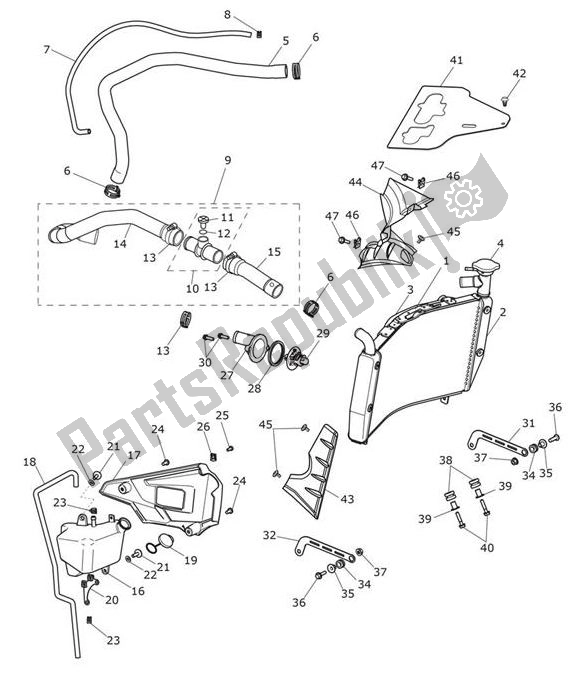 Alle onderdelen voor de Koeling van de Triumph Tiger 1200 XRT 1215 2018 - 2020