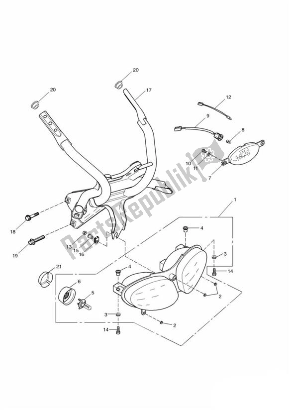 Alle onderdelen voor de Koplamp van de Triumph Sprint RS 955 From VIN 139277 2002 - 2004