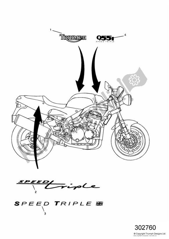 Tutte le parti per il Decal 955ccm del Triumph Speed Triple 885/ 955 UP TO VIN 141871 1994 - 2001