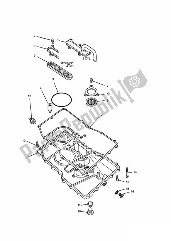 Tutte le parti per il Oil Sump del Triumph Trophy From VIN 29156 1215 2018 - 2021