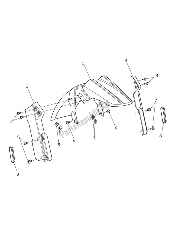 All parts for the Mudguard Front of the Triumph Tiger 1200 SE Desert 1215 2018 - 2020