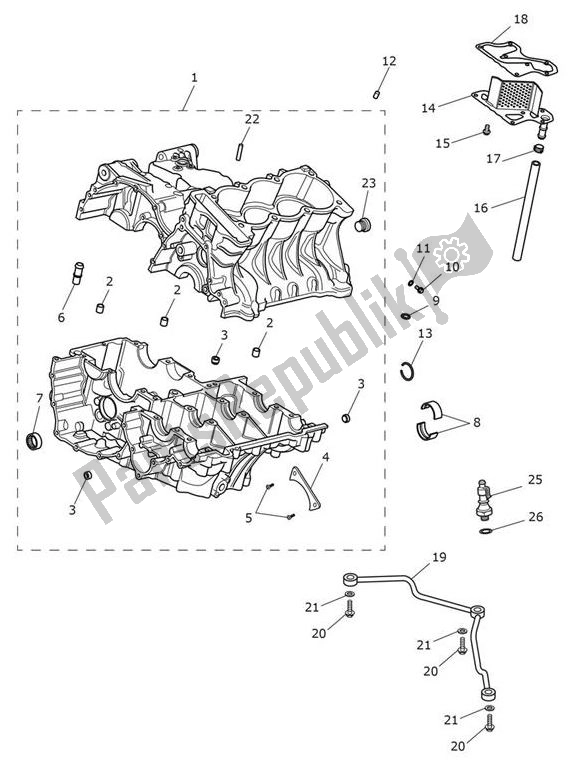 All parts for the Crankcase of the Triumph Speed Triple S From VIN 867685 1050 2018 - 2021