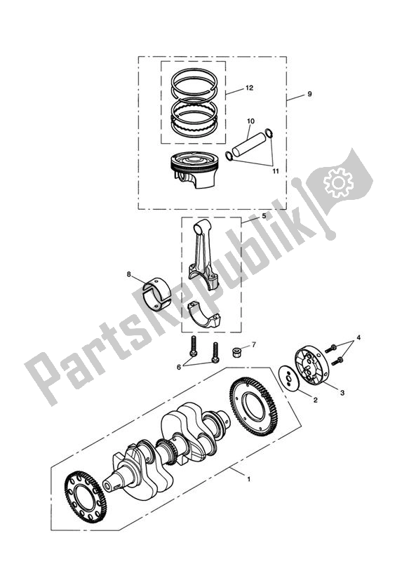 All parts for the Crank Shaft From Engine 211133 of the Triumph Speedmaster Carburator 865 2003 - 2007