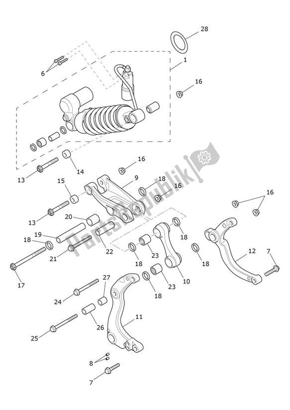 All parts for the Rear Suspension Unit of the Triumph Rocket 3 GT 2458 2020 - 2024