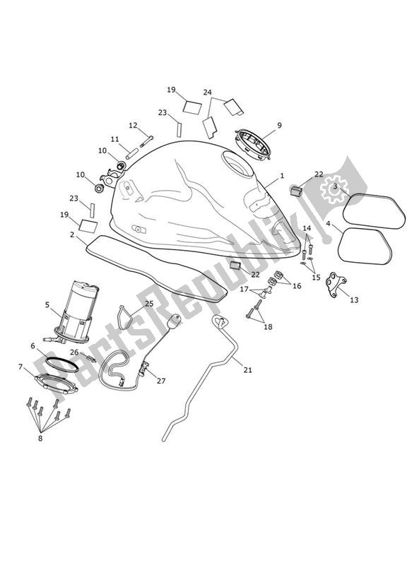 Alle onderdelen voor de Benzinetank van de Triumph Street Triple Moto2 765 2020 - 2024