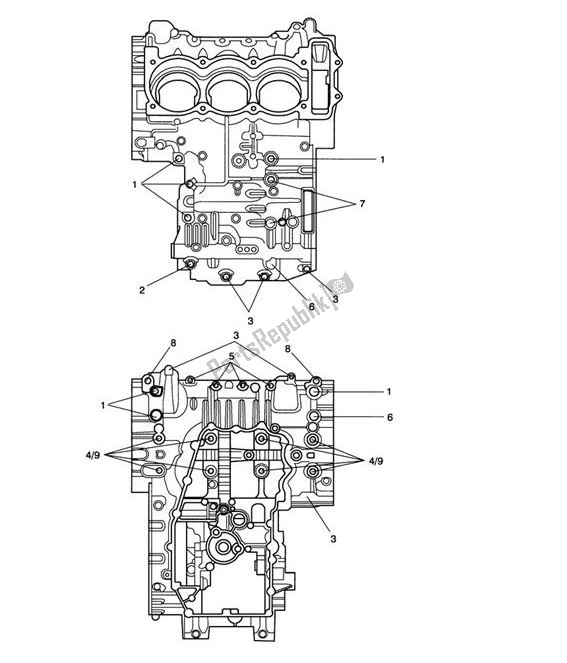 All parts for the Crankcase Screws of the Triumph Speed Triple RS From VIN 867601 1050 2018 - 2020