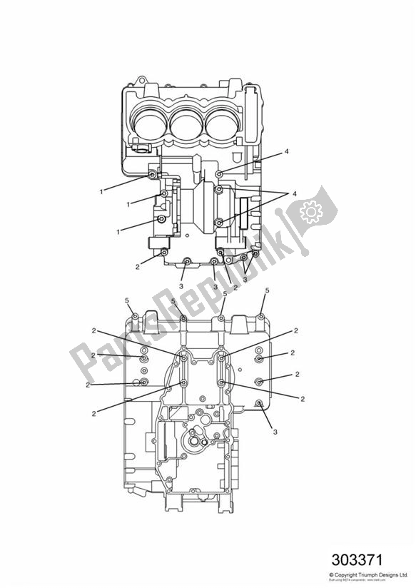Todas as partes de Crankcase Screws do Triumph Sprint ST 955I UP TO VIN 139276 1999 - 2001