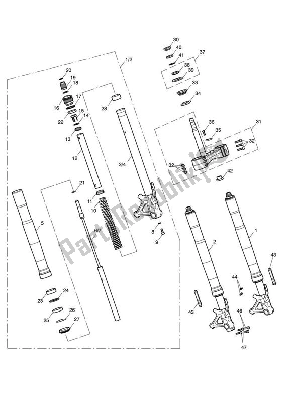 All parts for the Front Suspension of the Triumph Speed Triple 1050 From VIN 333179 2011 - 2015