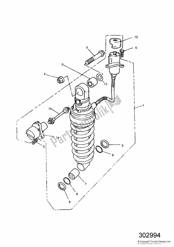 Todas las partes para Rear Suspension Unit Sprint Up To Vin 029155 de Triumph Sprint 900 Carburator 885 1991 - 1998