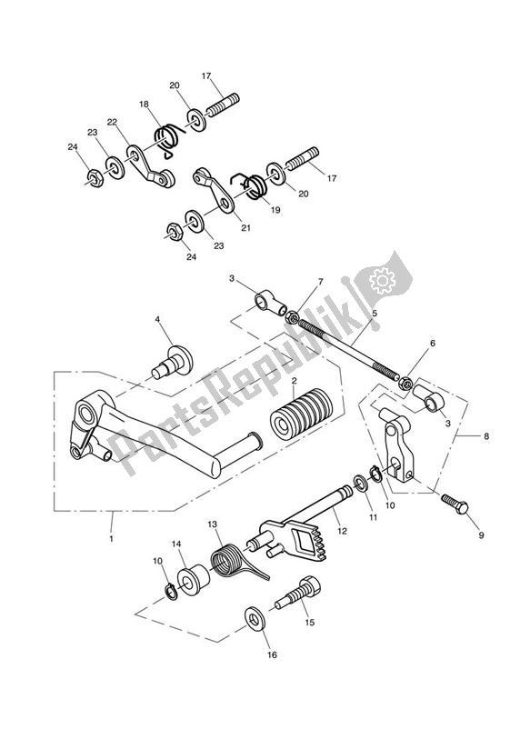 Alle onderdelen voor de Gear Selection Shaft van de Triumph Sprint ST 955I UP TO VIN 139276 1999 - 2001