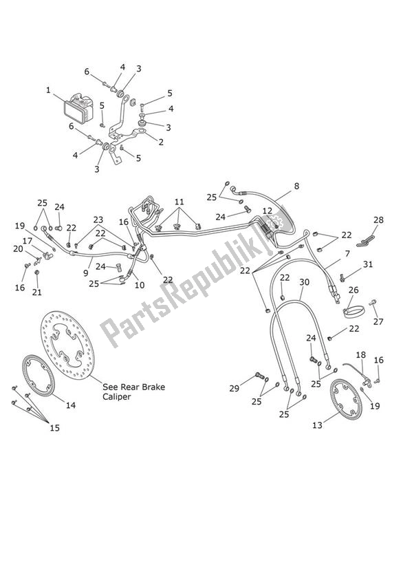 All parts for the Abs of the Triumph Tiger XCA UP TO VIN 855531 1215 2015 - 2017