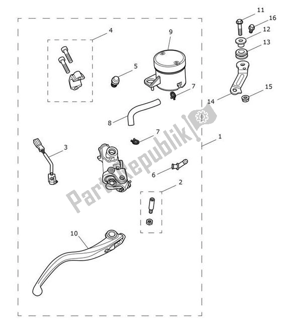 Todas as partes de Master Cylinder Assy Front do Triumph Speed Triple RS From VIN 867601 1050 2018 - 2020