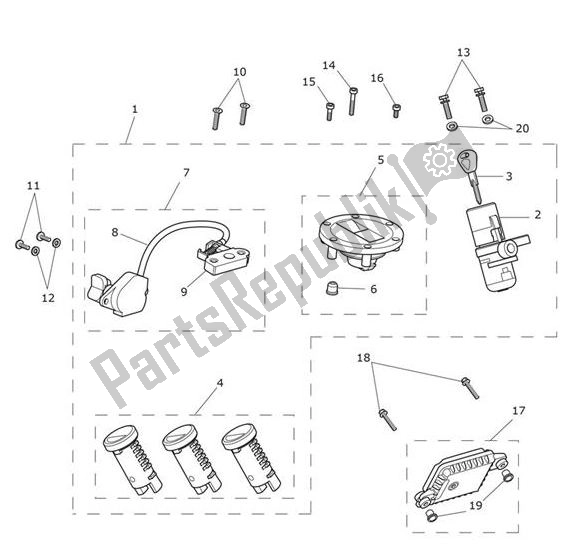 Tutte le parti per il Set Di Blocco del Triumph Tiger XR From VIN 855532 1215 2018 - 2020