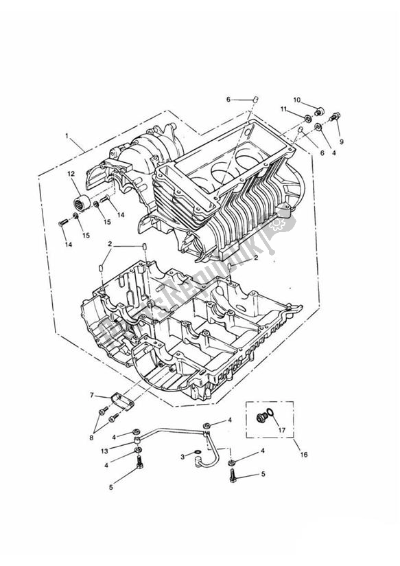 All parts for the Crankcase of the Triumph Adventurer From VIN 71699 885 1999 - 2001