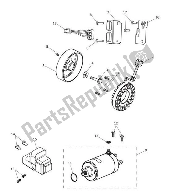 Alle onderdelen voor de Starter Generator van de Triumph Tiger Sport From VIN 750470 1050 2021 - 2024