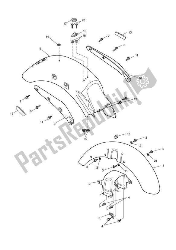 All parts for the Mudguard of the Triumph America EFI From VIN 468390 865 2008 - 2017