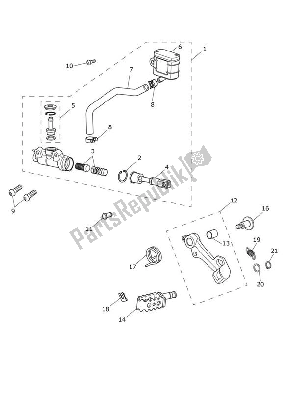 All parts for the Master Cylinder Assy Rear of the Triumph Scrambler 1200 XE From AC 8499 2019 - 2021