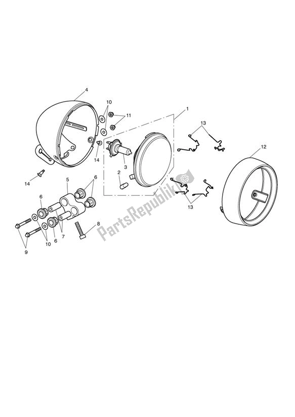 All parts for the Headlight of the Triumph Speedmaster EFI From VIN 469050 865 2008 - 2017