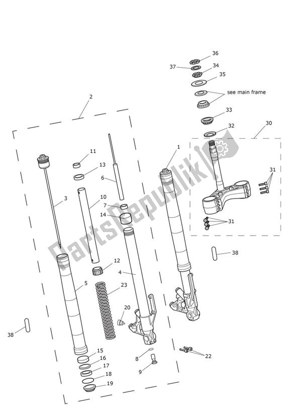 Todas as partes de Suspensão Dianteira do Triumph Speed Triple S From VIN 735438 1050 2016 - 2018