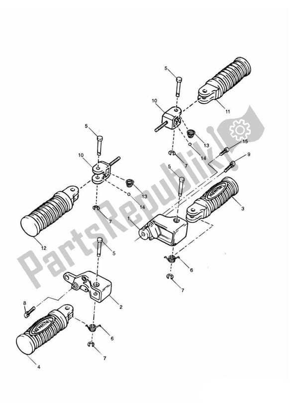 All parts for the Footrests of the Triumph Adventurer From VIN 71699 885 1999 - 2001