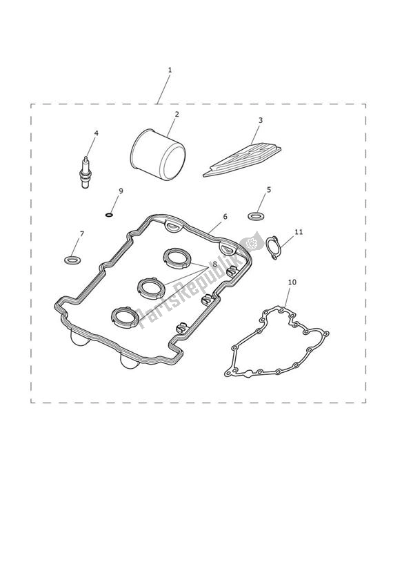 All parts for the Servicekit of the Triumph Tiger Sport UP TO VIN 750469 1050 2013 - 2021