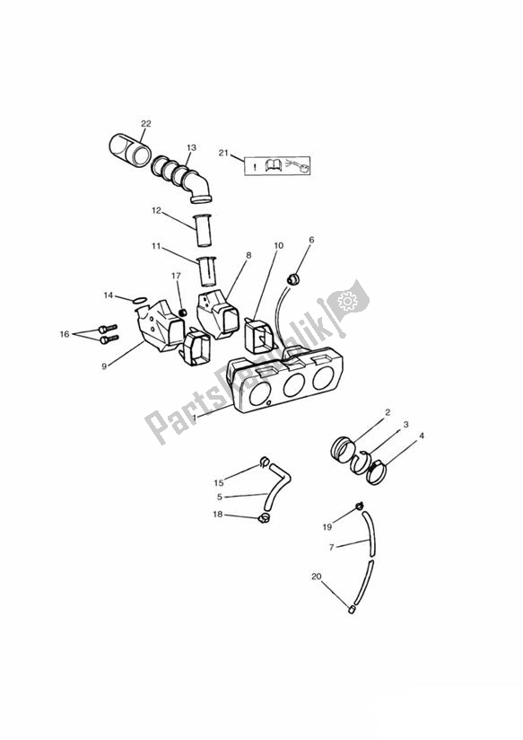 All parts for the Airbox (airfilter) Us Cal of the Triumph Trident 750 & 900 748 1990 - 1998