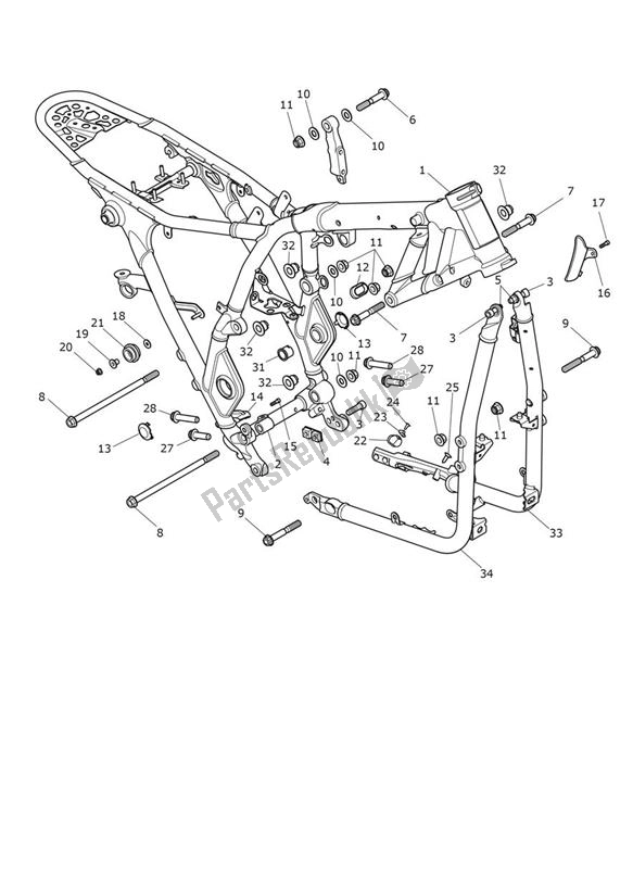 All parts for the Main Frame Assembly of the Triumph Scrambler 1200 XC From AE 9098 2021 - 2024