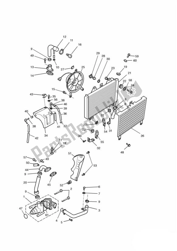 All parts for the Cooling 3 Zylinder of the Triumph Trophy From VIN 29156 1215 2018 - 2021