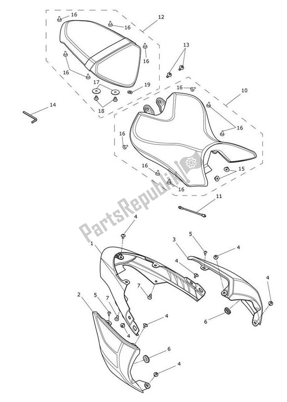 Todas as partes de Fairing Rear Seats do Triumph Speed Triple S From VIN 867685 1050 2018 - 2021