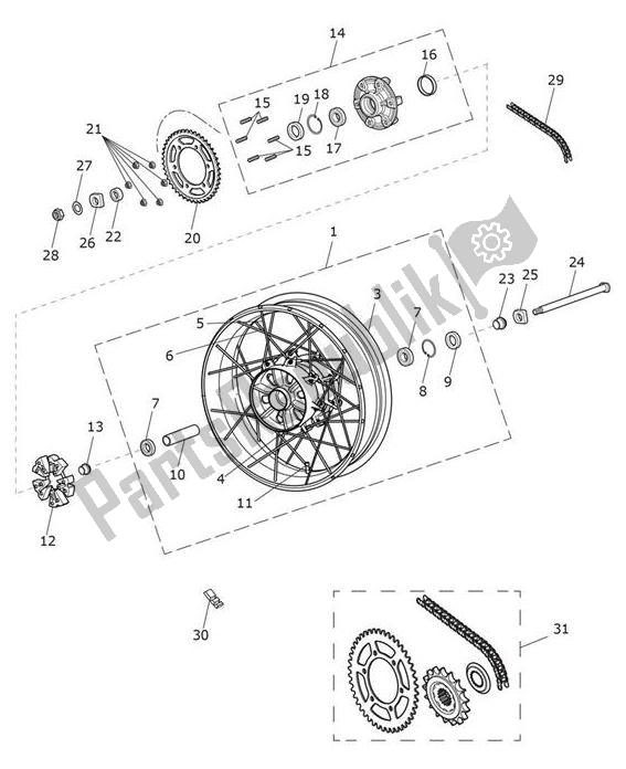 Toutes les pièces pour le Roue Arrière du Triumph Scrambler 1200 XE UP TO AC 8498 2019 - 2021