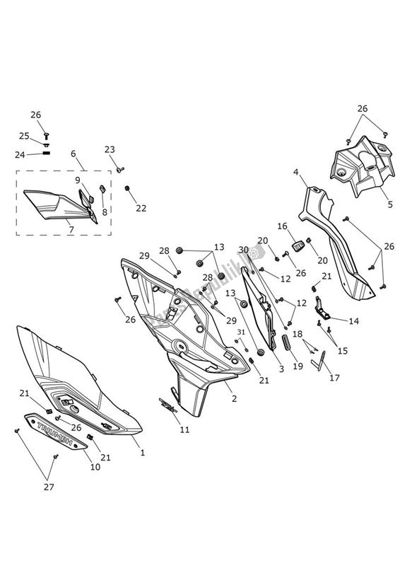 All parts for the Fairing Right - Explorer Xr of the Triumph Explorer XR 1215 2012 - 2019