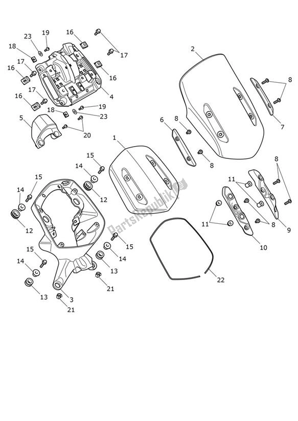 Todas as partes de Flyscreen do Triumph Rocket 3 GT 2458 2020 - 2024